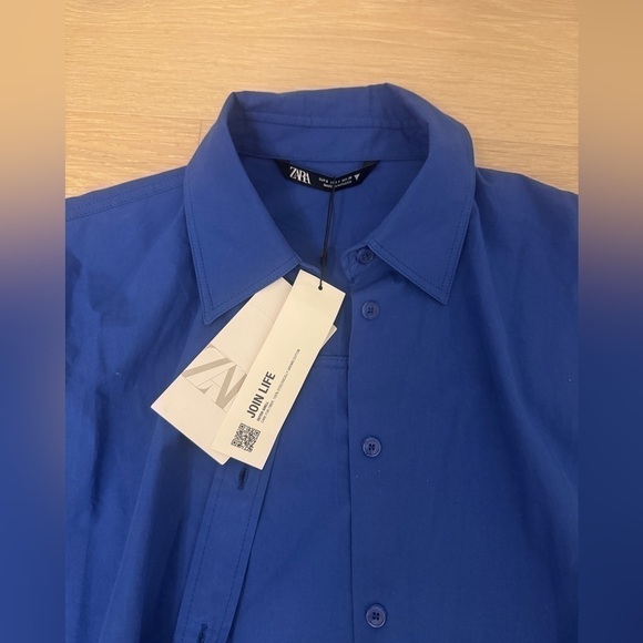 Zara Oversized Poplin Blue Shirt - Picture 5 of 5